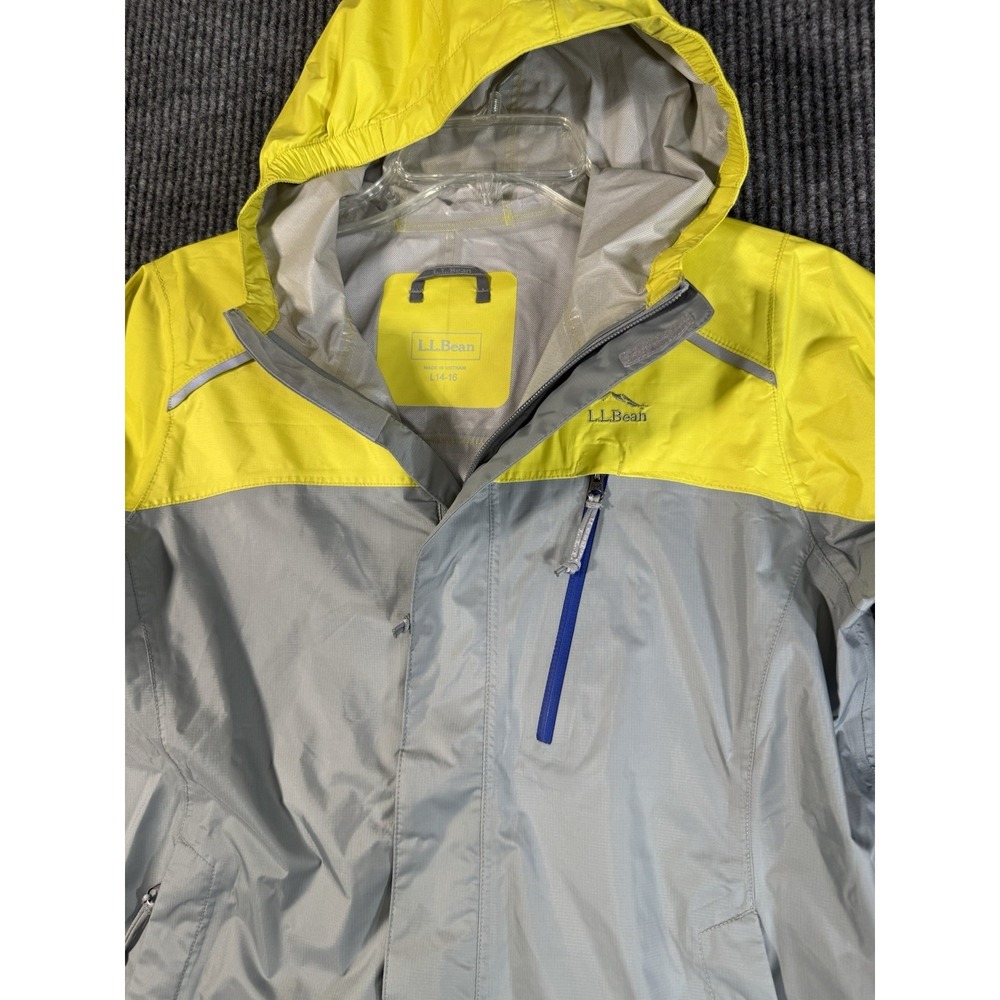 L.L. Bean Kids Windbreaker Hooded Colorblock Gray Yellow Size L 14-16